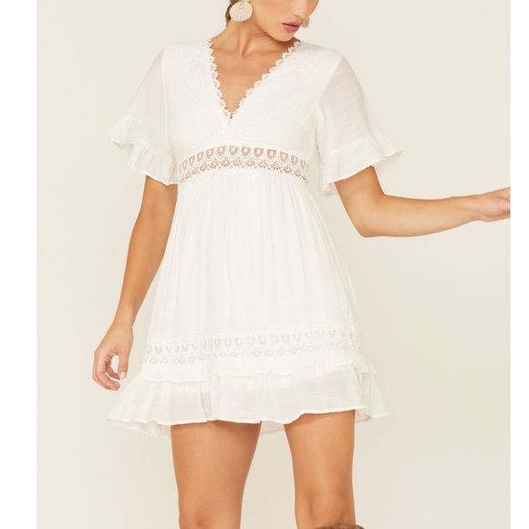 Wishlist | Dresses | Wishlist Womens Lace Trim Short Sleeve Mini Dress |  Poshmark